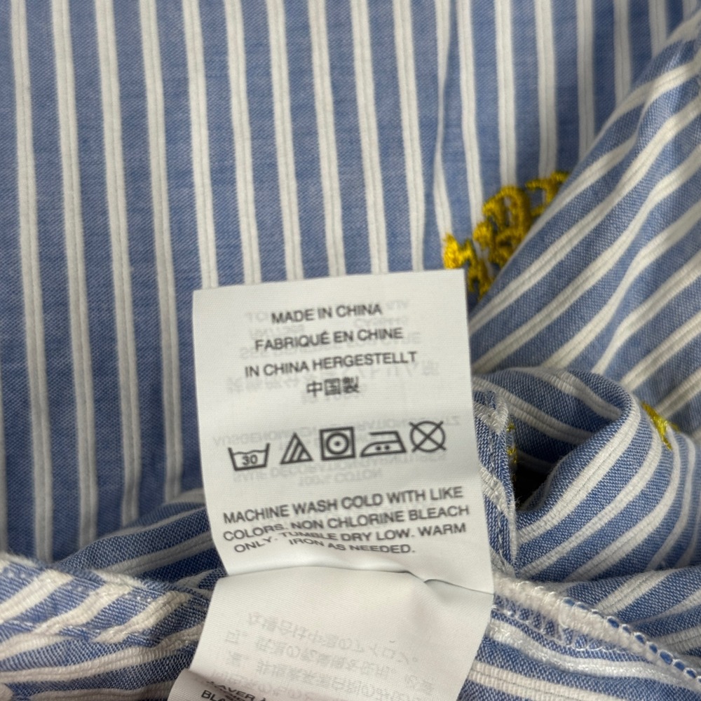 J.Crew‎ Shirt Blue White Striped Tie-Front Tank Sleeveless Embroidered Size 8 - Picture 8 of 9